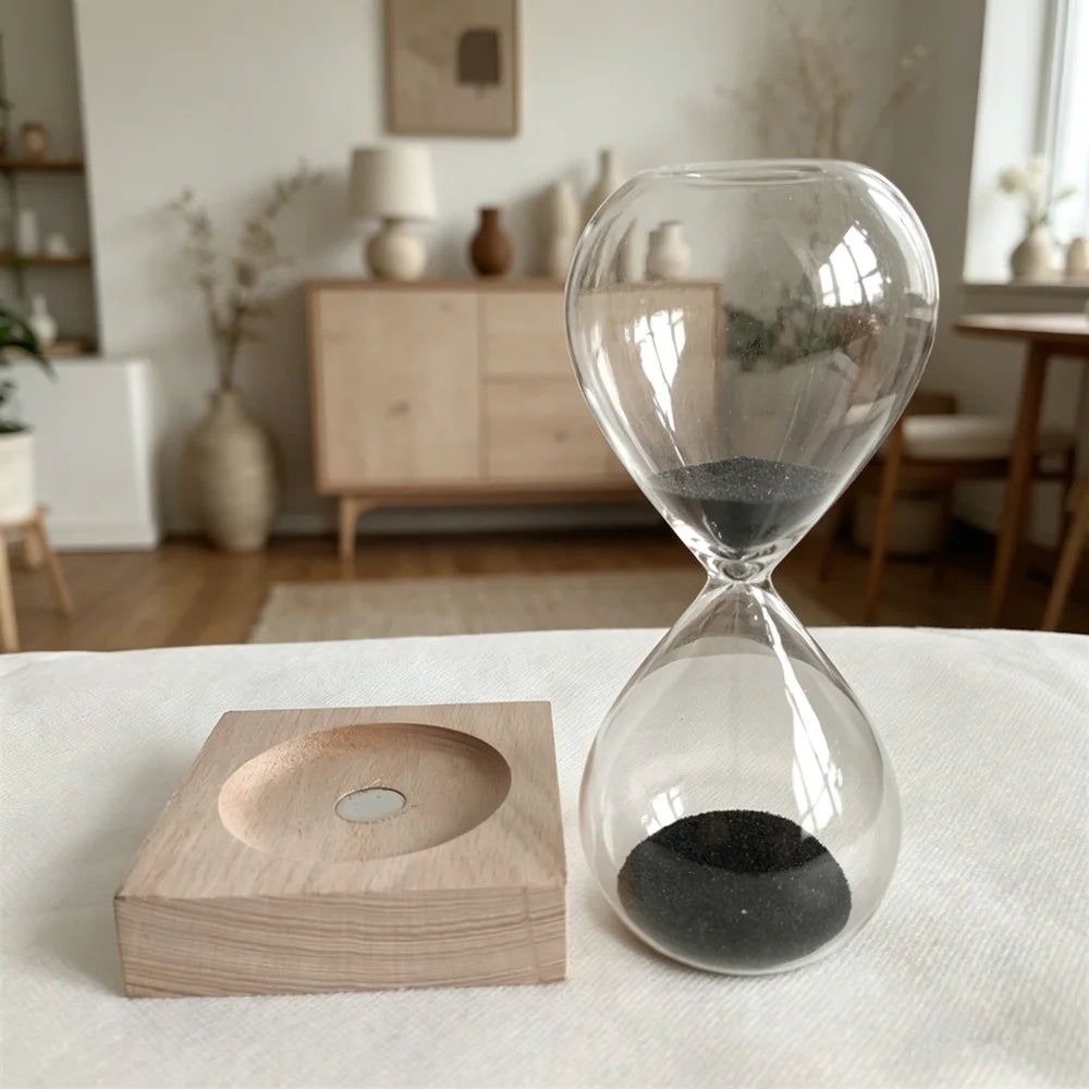 Magnetic Glass Hourglass Desk Ornament