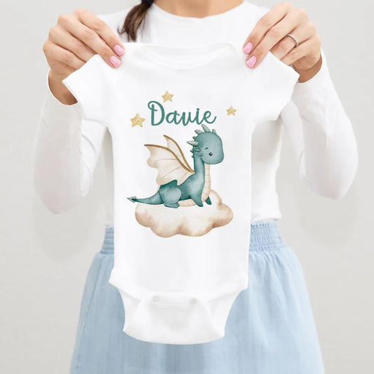 Personaliziran otroški bodi z imenom Dragon po meri, prisrčen kombinezon za dojenčke, oblačila za dekleta, darilo za tuširanje, obleka za novorojenčka