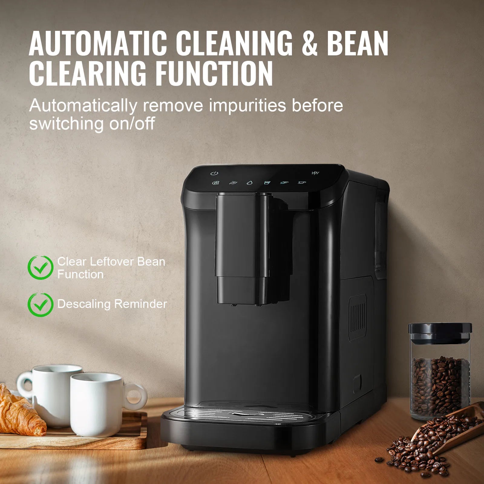 Automatic Espresso Machine with Grinder 15-Bar Coffee Maker 1.5L