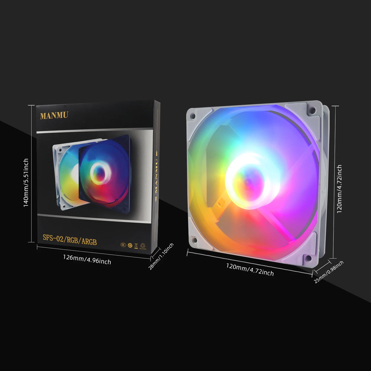 120 mm Rainbow RGB Computer Case Fan