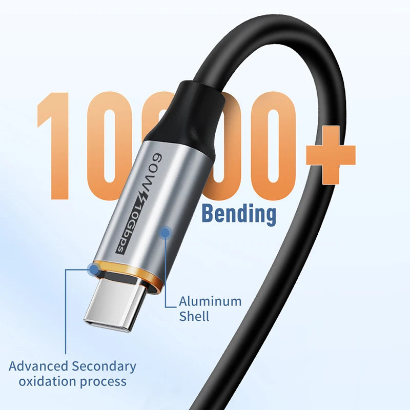 Cable CABLETIME USB-A a USB-C, 10 Gbps, 3 A, USB 3.2, 60 W, QC 3.0, transferencia de datos para carcasa SSD, carga de teléfono y sincronización de datos