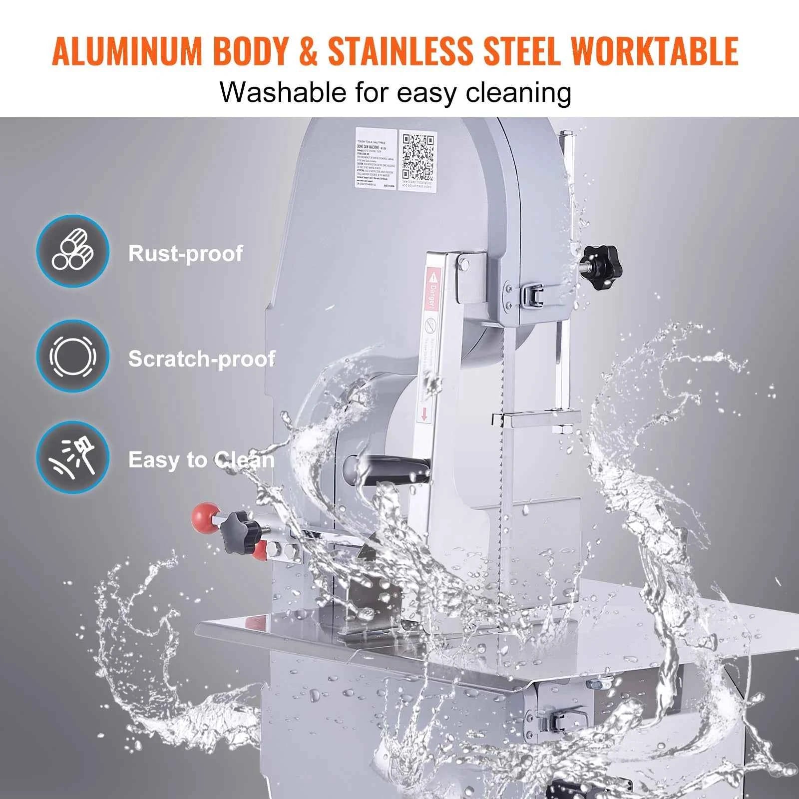 Commercial Electric Meat Bandsaw Stainless Steel Countertop Bone Sawing Machine with 6 Blades
