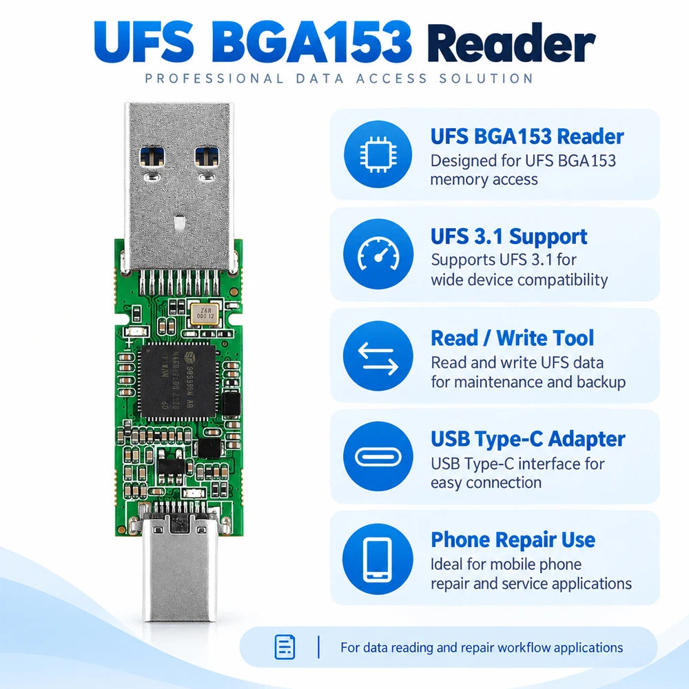UFS BGA153 USB Reader Board - Case Options