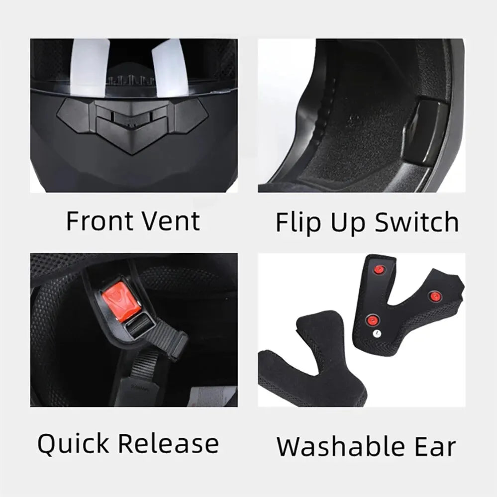 Personalised Dual Lens Flip Up Helmets Motocross Racing Modular Cascos Para Moto Men Women Fashion Full Face Motorcycle Helmet 