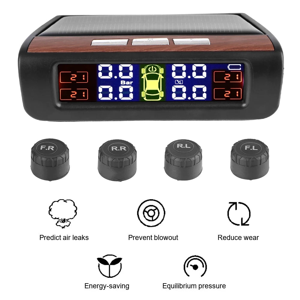 Solar TPMS Tire Pressure Monitoring System with External Sensors