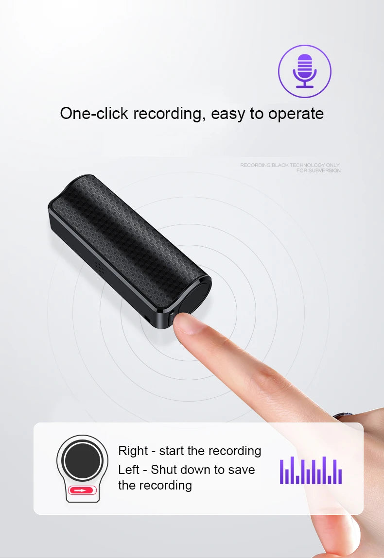 Mini Voice Activated Recorder 600 Hours Time Built-in Magnet Small Digital Audio Recording Device Sound Dictaphone 