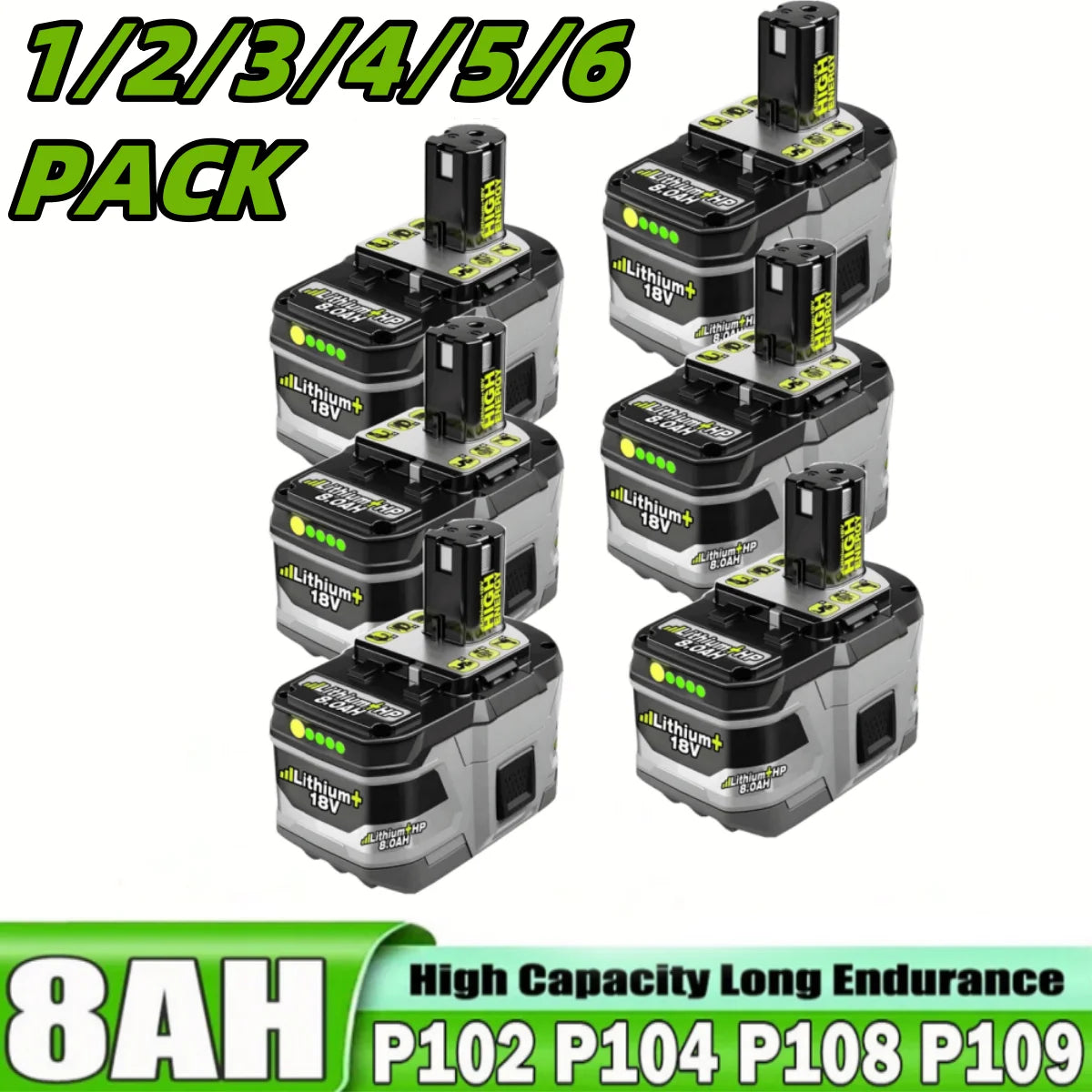 8.0Ah 18V Li-Ion Battery Replacement with Indicator