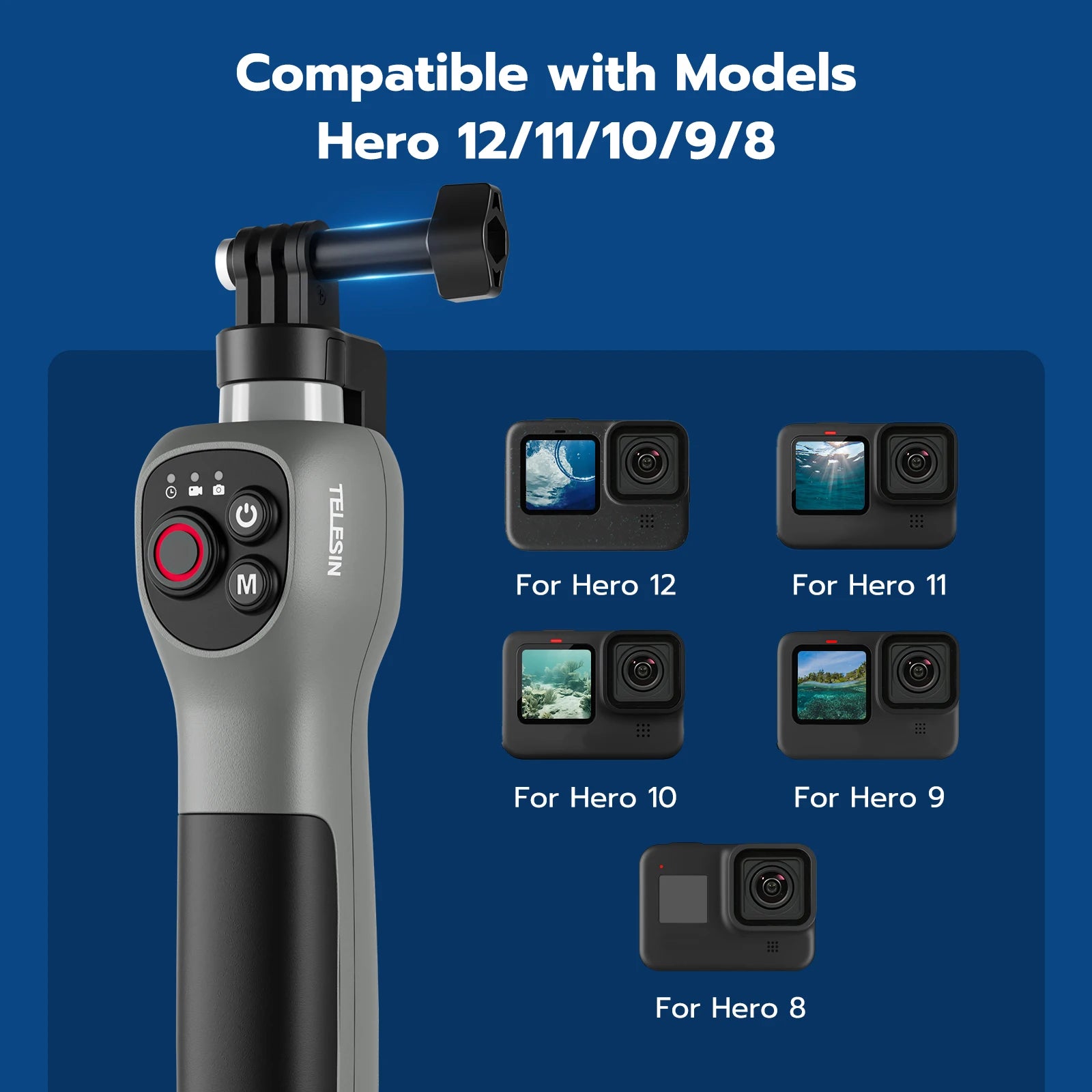 GoPro için Kablosuz Kumandalı Su Altı Selfie Çubuğu