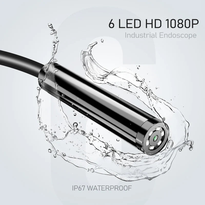4.3" LCD Endoscope Camera with Light HD 1080P 5.5mm IP67 Waterproof Borescope Camera with 6 Adjustable LED Lights for Sewer Car 