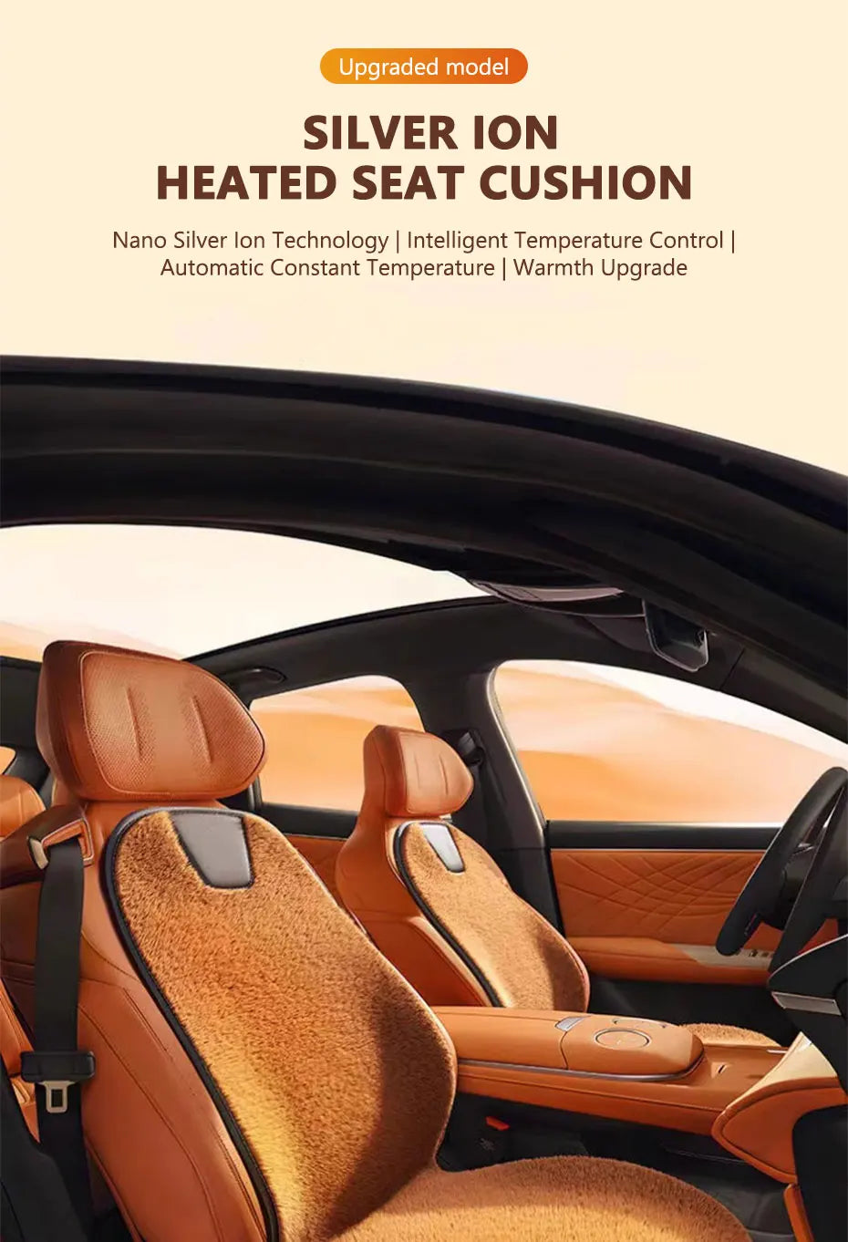 SEAMETAL Heating Car Seat Cushion DC 12V Quick Heating Car Seat Heater Winter Thermal Plush Seat Cushion Universal for Sedan/Suv