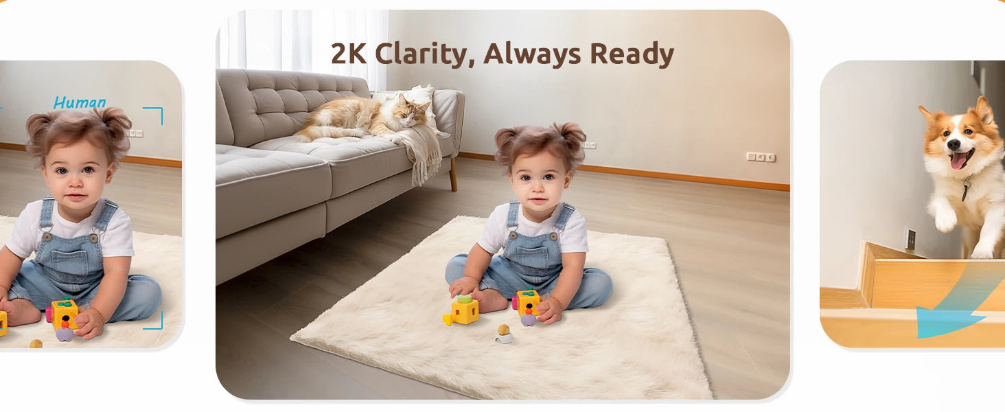 2 Pcs Blurams Indoor Security Camera 2K, Home Security Camera for Dog/Elder, Security Camera with One-Touch Call Update A31S-2pc 