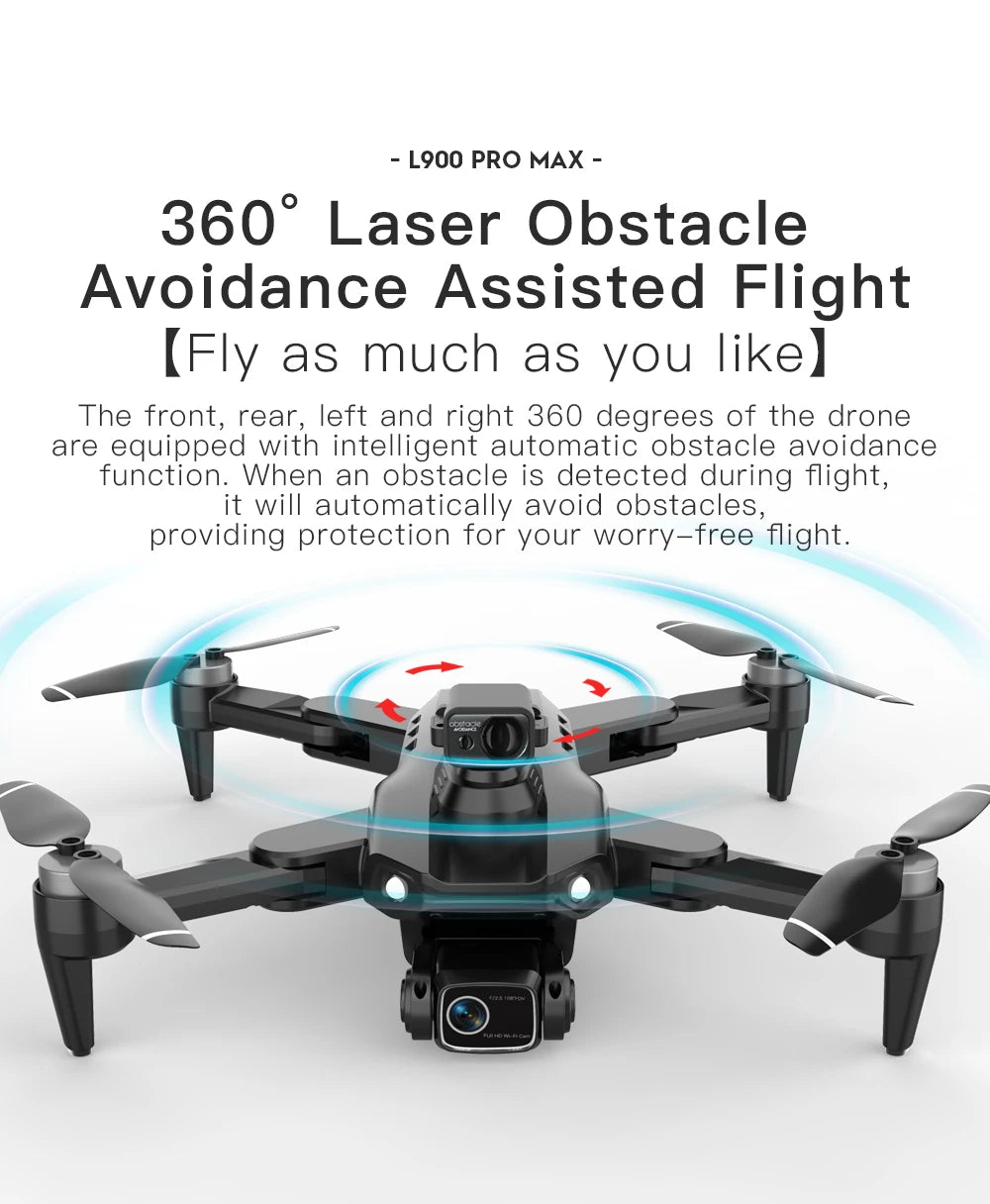 L900 Pro MAX GPS Drone 4K Professional HD Dual Camera 5G Wifi 360° Obstacle Avoidance Brushless Foldable Quadcopter RC Drone Toy 