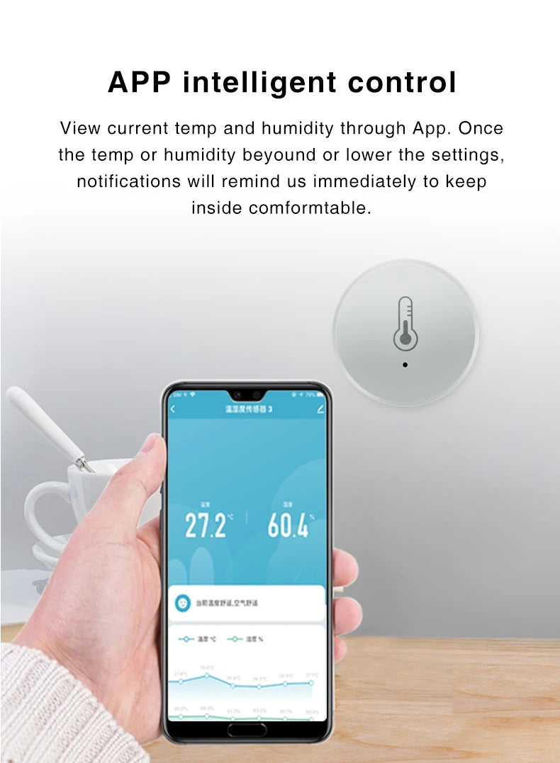 Tuya Zigbee Temperature And Humidity Sensor Voice Control Intelligent Home Hygrometer Real-time Monitoring Voice Alexa 