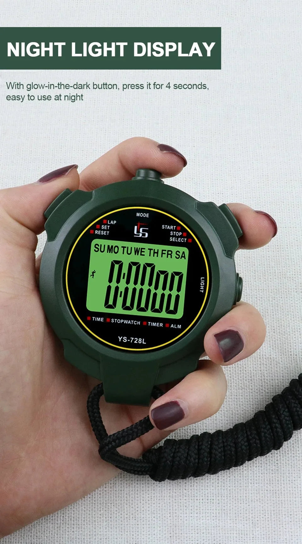 YS-728L Digital Stopwatch with Countdown and Backlight