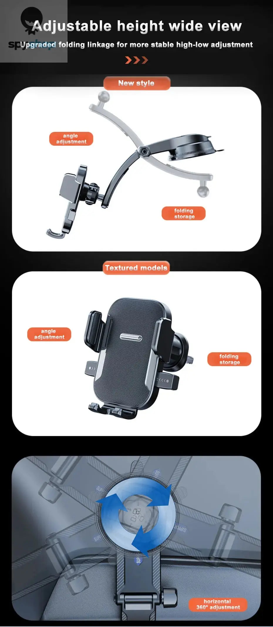 SEAMETAL Car Dashboard Phone Bracket Universal Auto Cellphone Stand For GPS Navigation Universal Desk Windshield Hanging Holder 