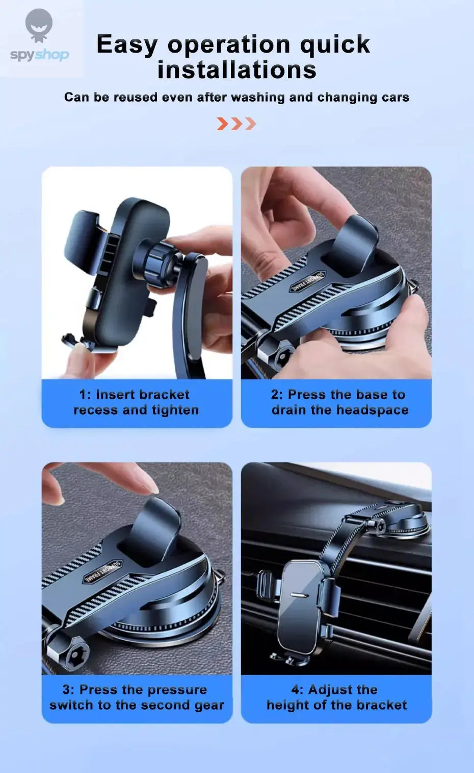 SEAMETAL Car Dashboard Phone Bracket Universal Auto Cellphone Stand For GPS Navigation Universal Desk Windshield Hanging Holder 