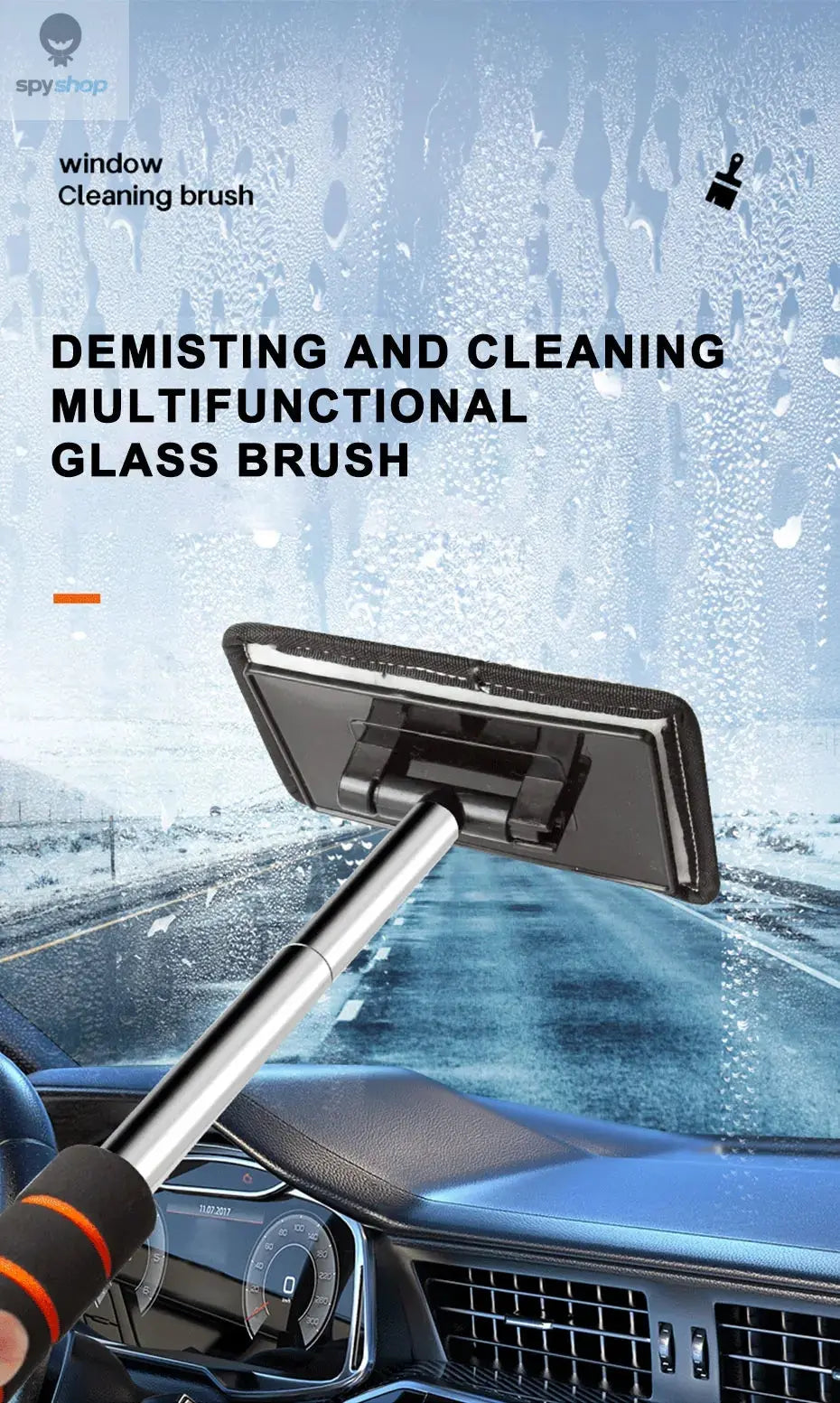 SEAMETAL Car Front Windshield Defogging Brush Telescopic Long handle Car Household Glass Clean Brushes Dust Remover Tool 