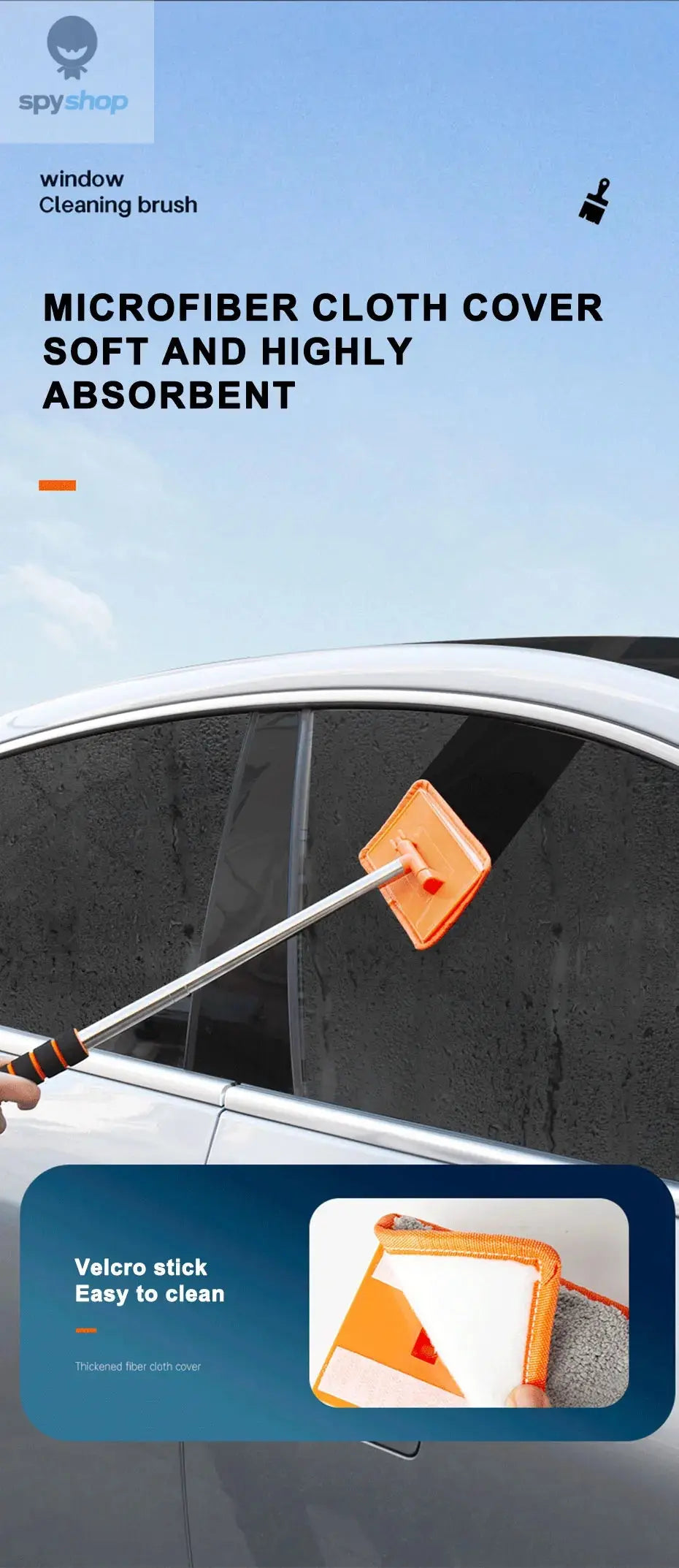 SEAMETAL Car Front Windshield Defogging Brush Telescopic Long handle Car Household Glass Clean Brushes Dust Remover Tool 