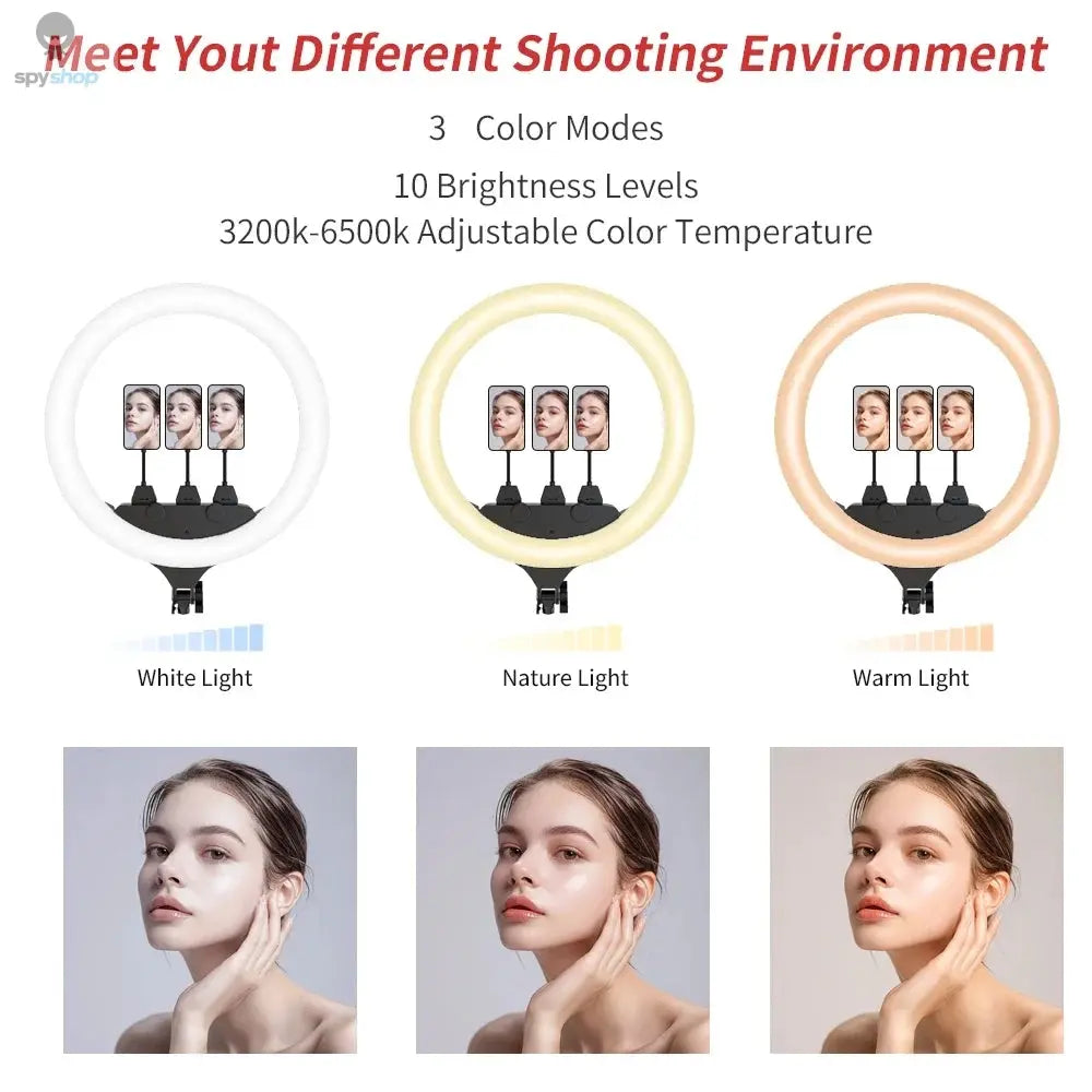 SH Ring Light 18inch Kit 36W 6500K Professional LED Control Stand Phone Holder Tube  Bag for Tattoo Lash Extension Barber Light 