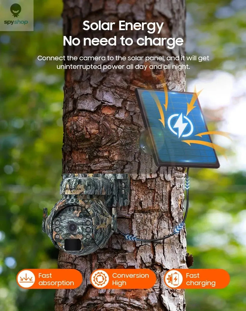 SHIWOJIA 4MP 4G Solar Security Cameras WIFI Wireless Outdoor 2K 360° View Animal Monitoring Camouflage Color Battery PTZ Camera Spy-shop.com