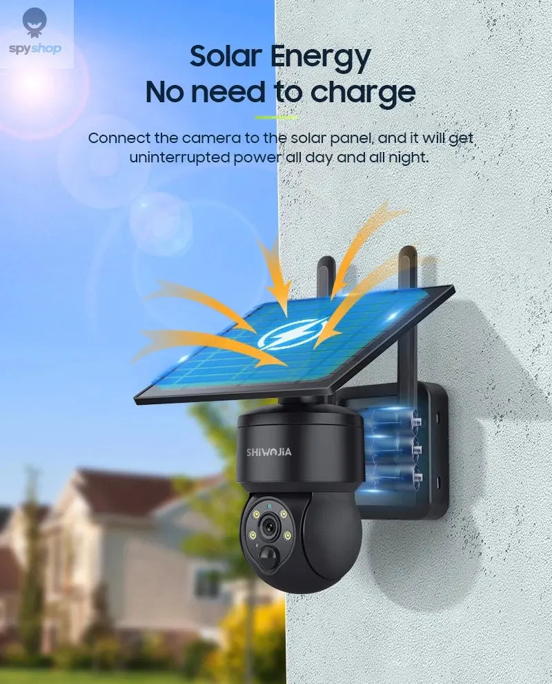 SHIWOJIA WIFI Wireless PTZ Solar Camera 4G SIM 4MP Outdoor Solar Panel Two Way Audio Security Protection CCTV Camera Battery Cam Spy-shop.com