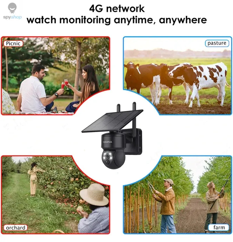 SHIWOJIA WIFI Wireless PTZ Solar Camera 4G SIM 4MP Outdoor Solar Panel Two Way Audio Security Protection CCTV Camera Battery Cam Spy-shop.com