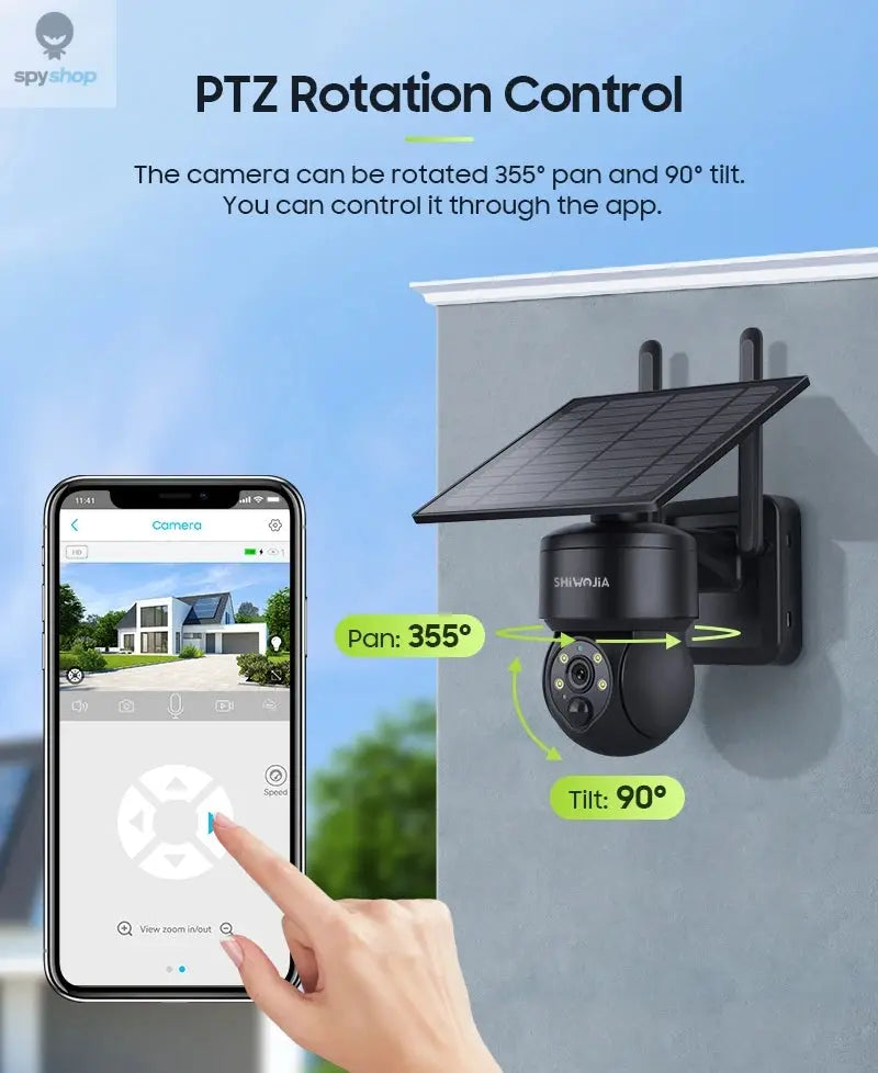 SHIWOJIA WIFI Wireless PTZ Solar Camera 4G SIM 4MP Outdoor Solar Panel Two Way Audio Security Protection CCTV Camera Battery Cam Spy-shop.com