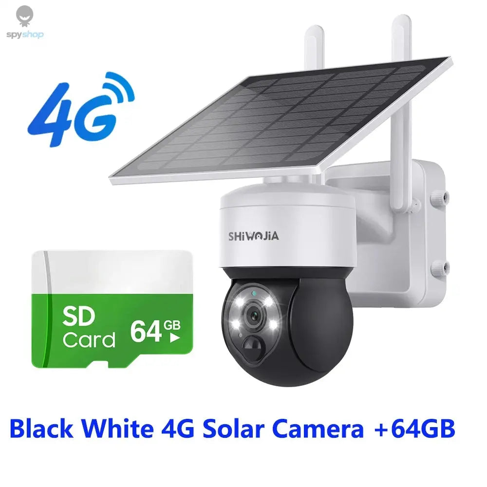 SHIWOJIA WIFI Wireless PTZ Solar Camera 4G SIM 4MP Outdoor Solar Panel Two Way Audio Security Protection CCTV Camera Battery Cam Spy-shop.com