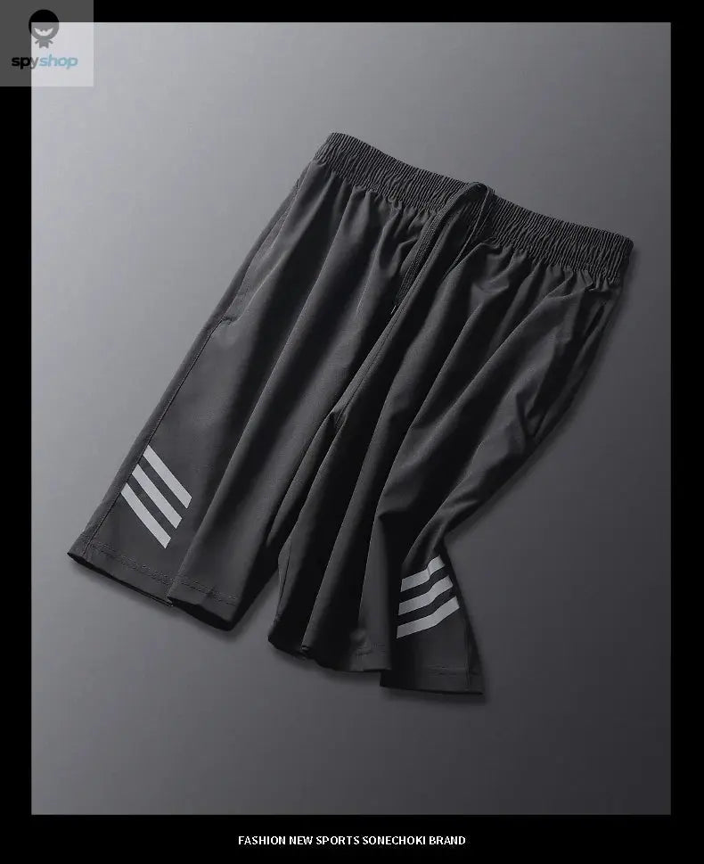 SONECHOKI Running Shorts Men Striped Printing Loose Basketball Sport Gym Breathable Shorts Fitness Training Workout Bottom Male 