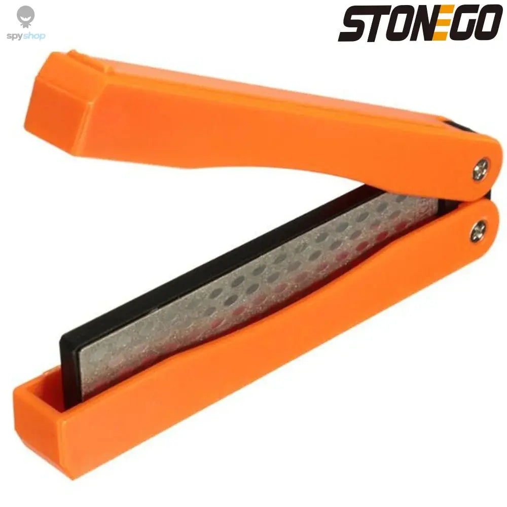 STONEGO Portable Folding Pocket Knife Sharpener, Portable Double Sided Diamond Sharpening Stone Outdoor Sharpening Whetstone 