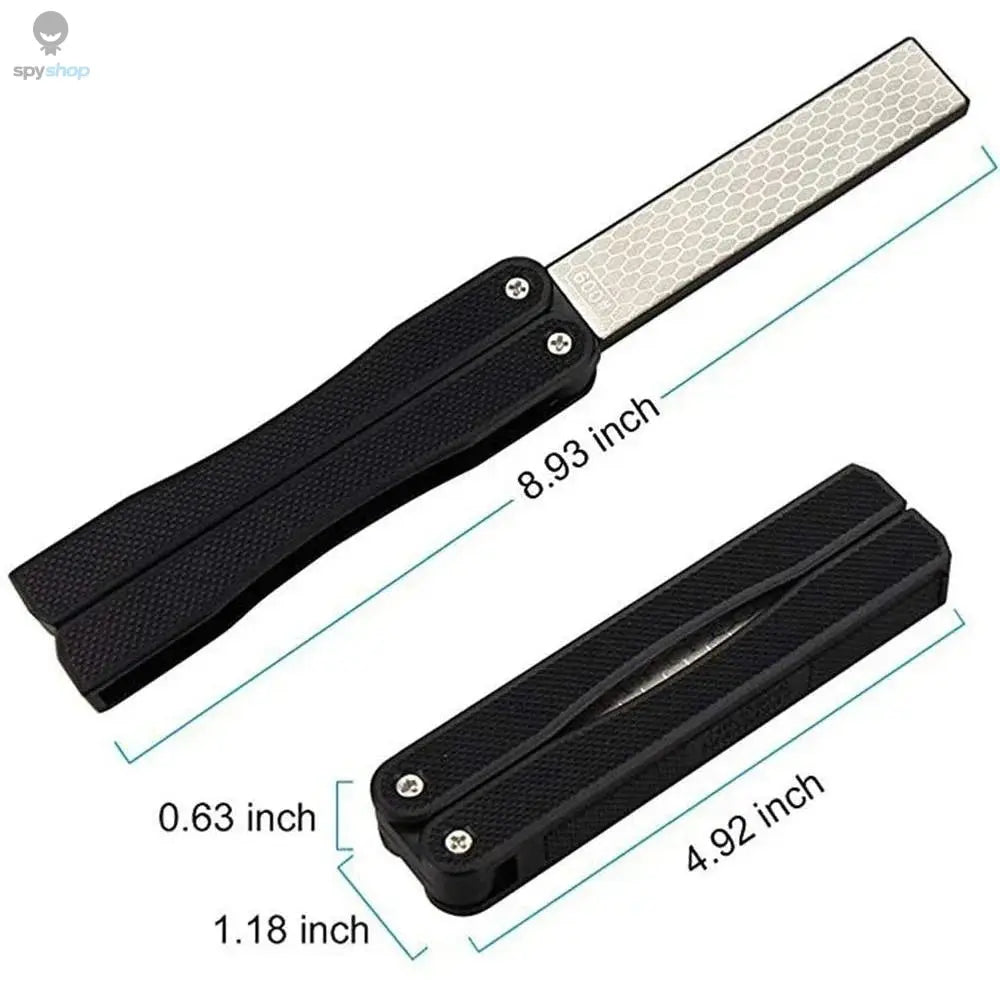 STONEGO Portable Folding Pocket Knife Sharpener, Portable Double Sided Diamond Sharpening Stone Outdoor Sharpening Whetstone 