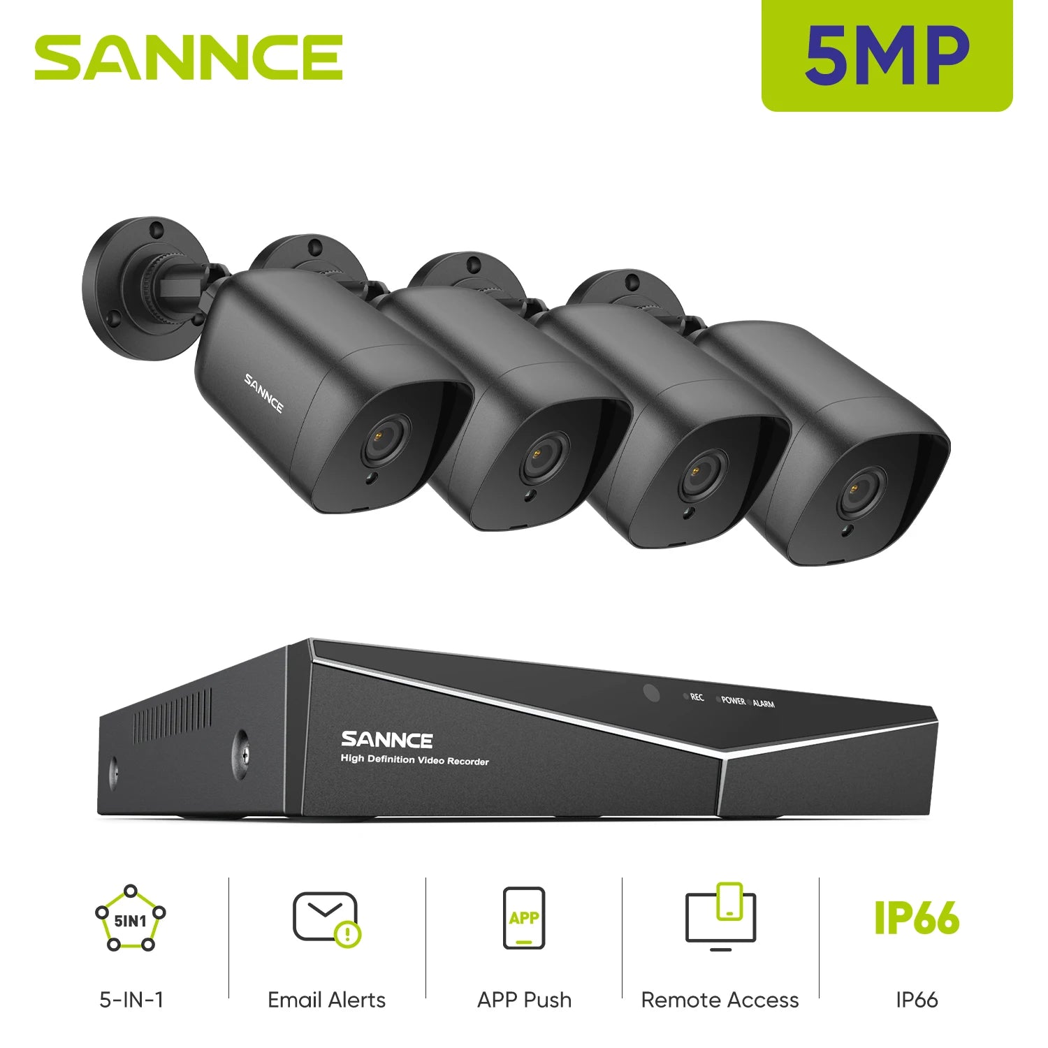 SANNCE 8CH Security CCTV System with 4 x 5MP Cameras