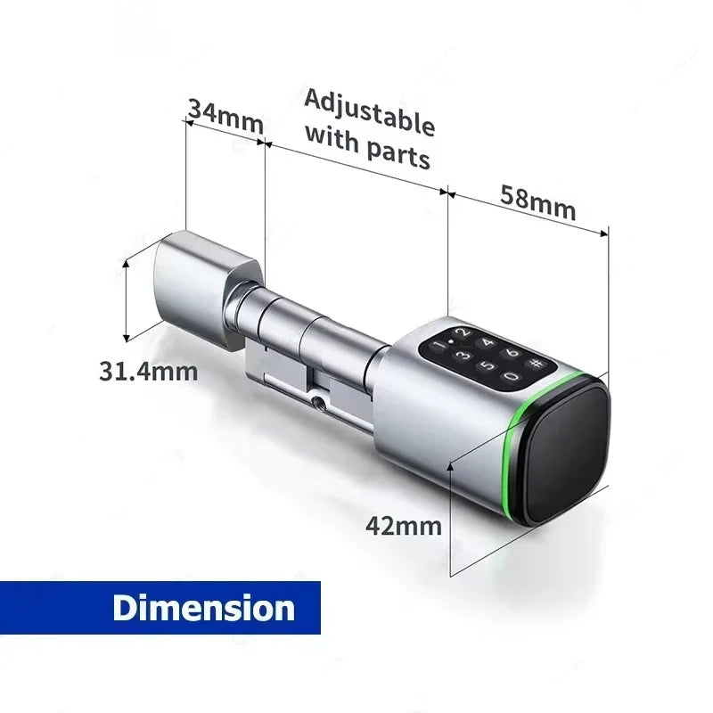TTLock App Control Password RFID Card Euro Cylinder Door Lock Smart Lock Digital Keyless Replace Alexa (No Fingerprint)