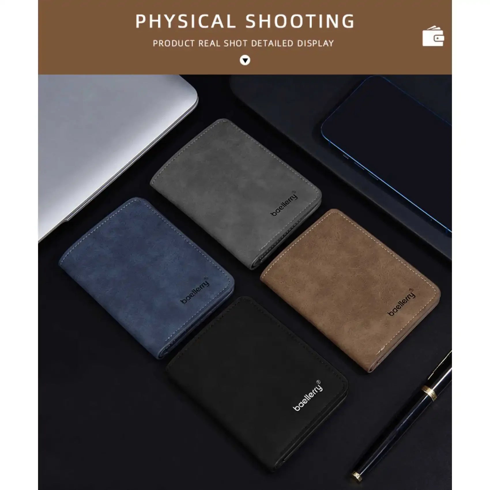 Thin Sanded Leather Multi-Card Driver's License Card Holder Simple Casual New Business Multi-Function Bifold Men's Short Wallet 