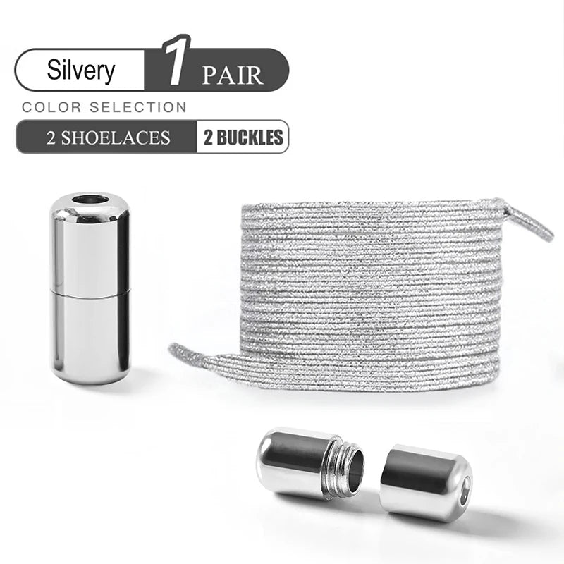 1Pair/2Pairs/4Pairs No Tie Shoe Laces Colorful Buckle Shoelaces Pearl Light Colorful Fashion Without Ties Elastic Laces Sneaker 