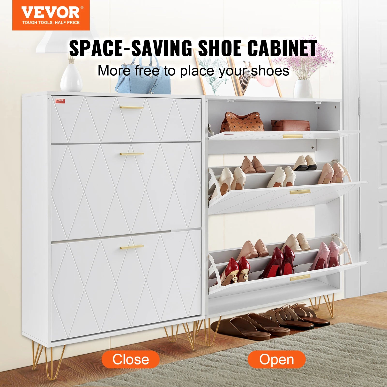 3-Drawer Flip Shoe Cabinet for Entryway Storage and Organization