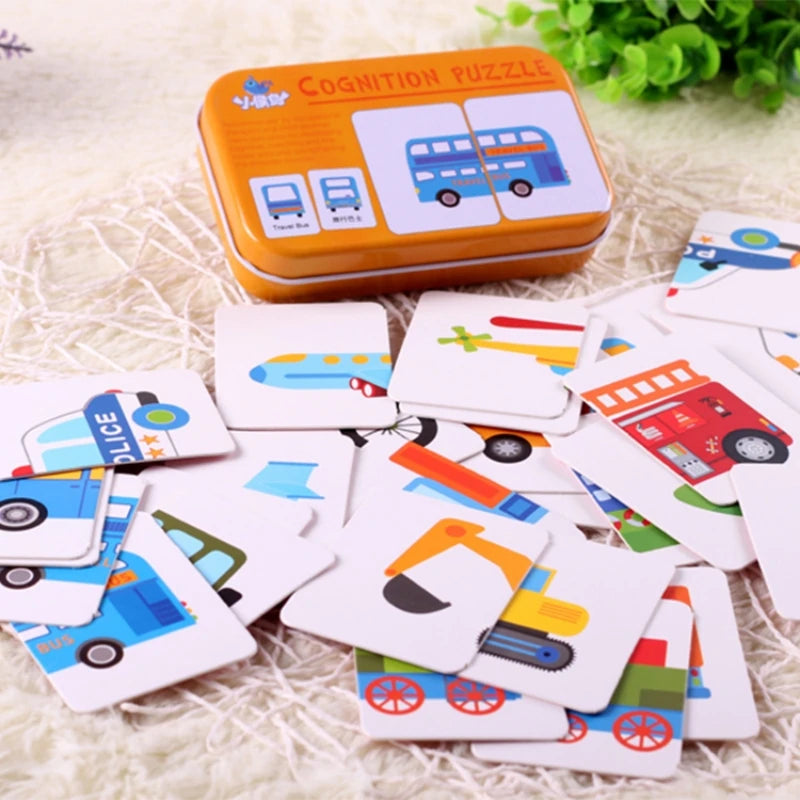Baby Puzzle Montessori Educational Toys Wood 3D Puzzle Games Iron Box children Puzzles Jigsaw Wooden Puzzles For Kids 2 3 4 Year 