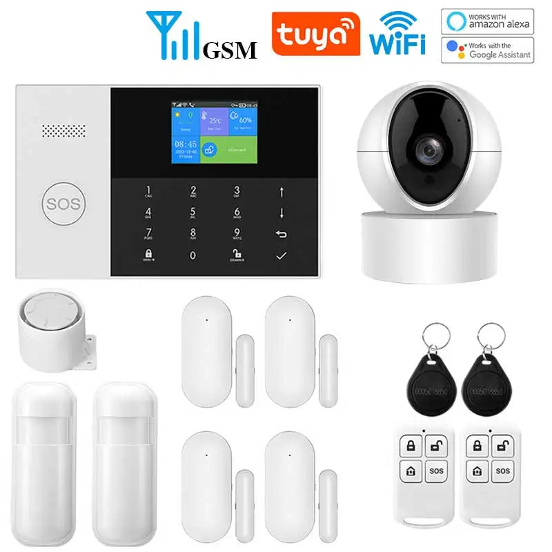 WIFI GSM Alarm System Tuya Smart Life APP Home Smart Security Protection Wireless Security Alarm House System with ALexa 