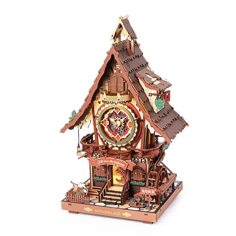 Fa kakukkos óra puzzle készlet mozgó madárral és fényekkel