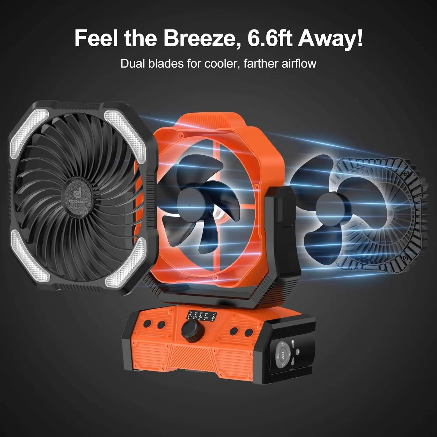 40000mAh Camping Fan with LED Light, Oscillating Timer