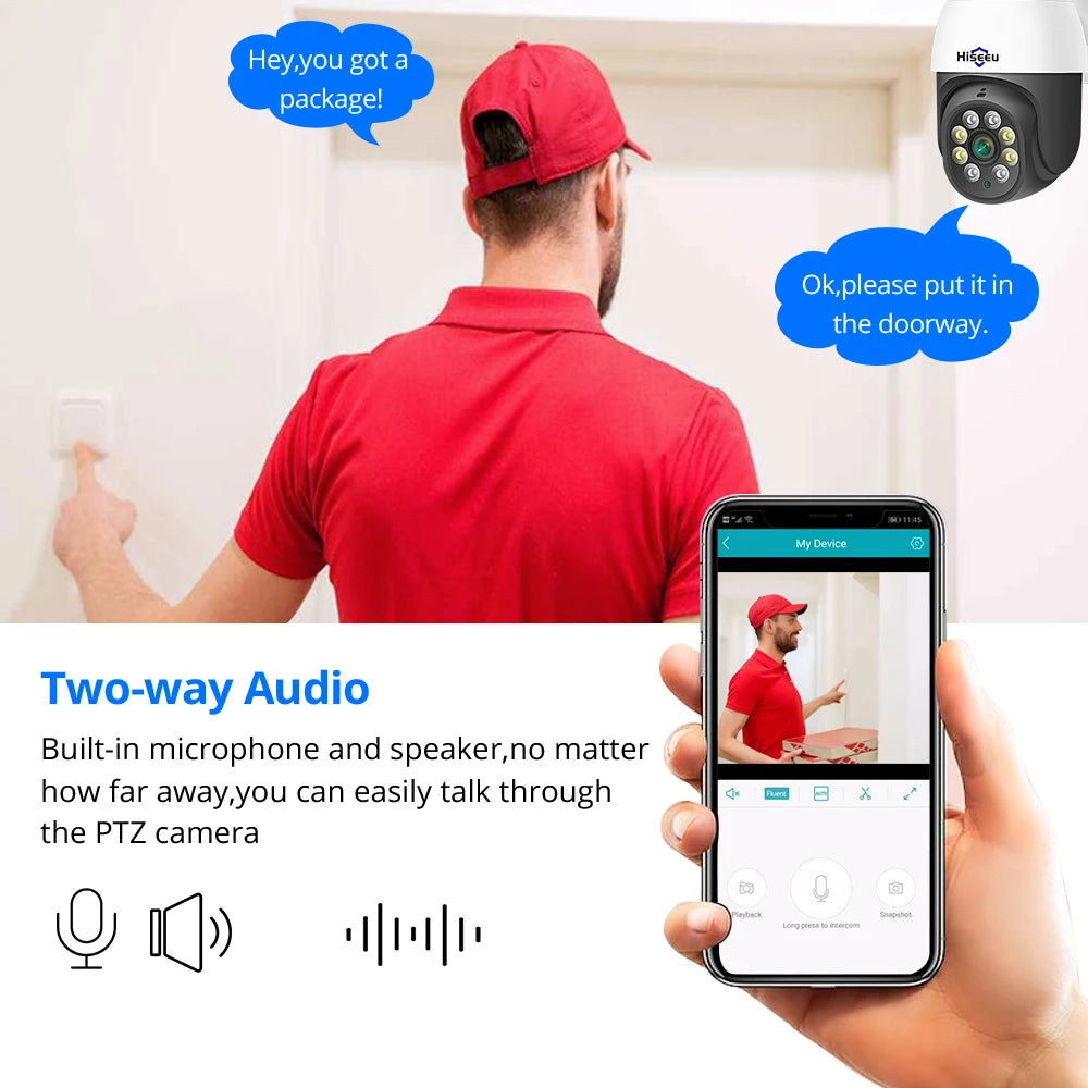 2MP PTZ WiFi Smart Security Camera with Human Detection