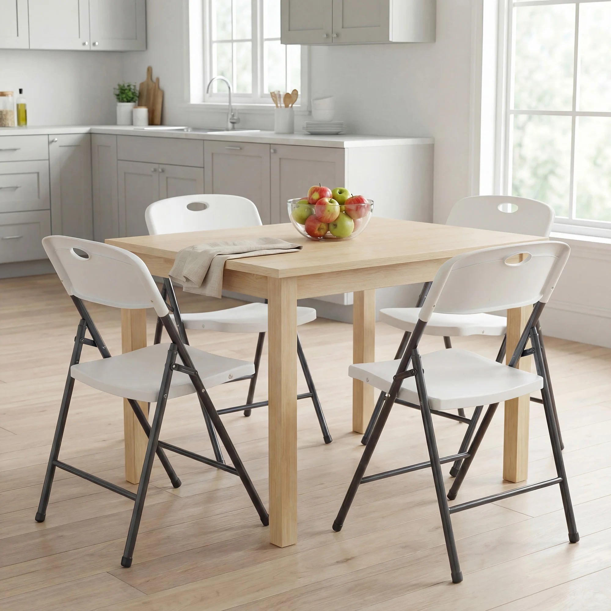 Stackable Folding Chairs Set with Padded Seat & Metal Frame