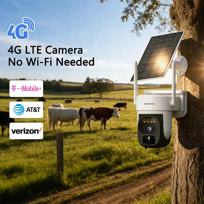 4G Solar-Powered 3MP Outdoor Security Camera with Color Night Vision