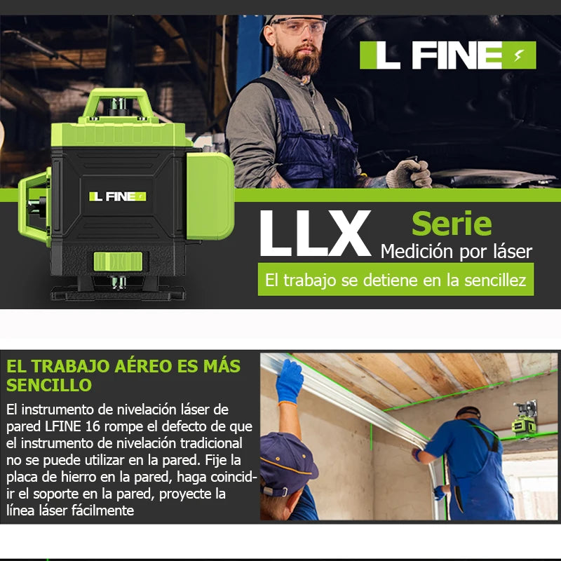16-Line Green Laser Level with 360° Auto-Leveling