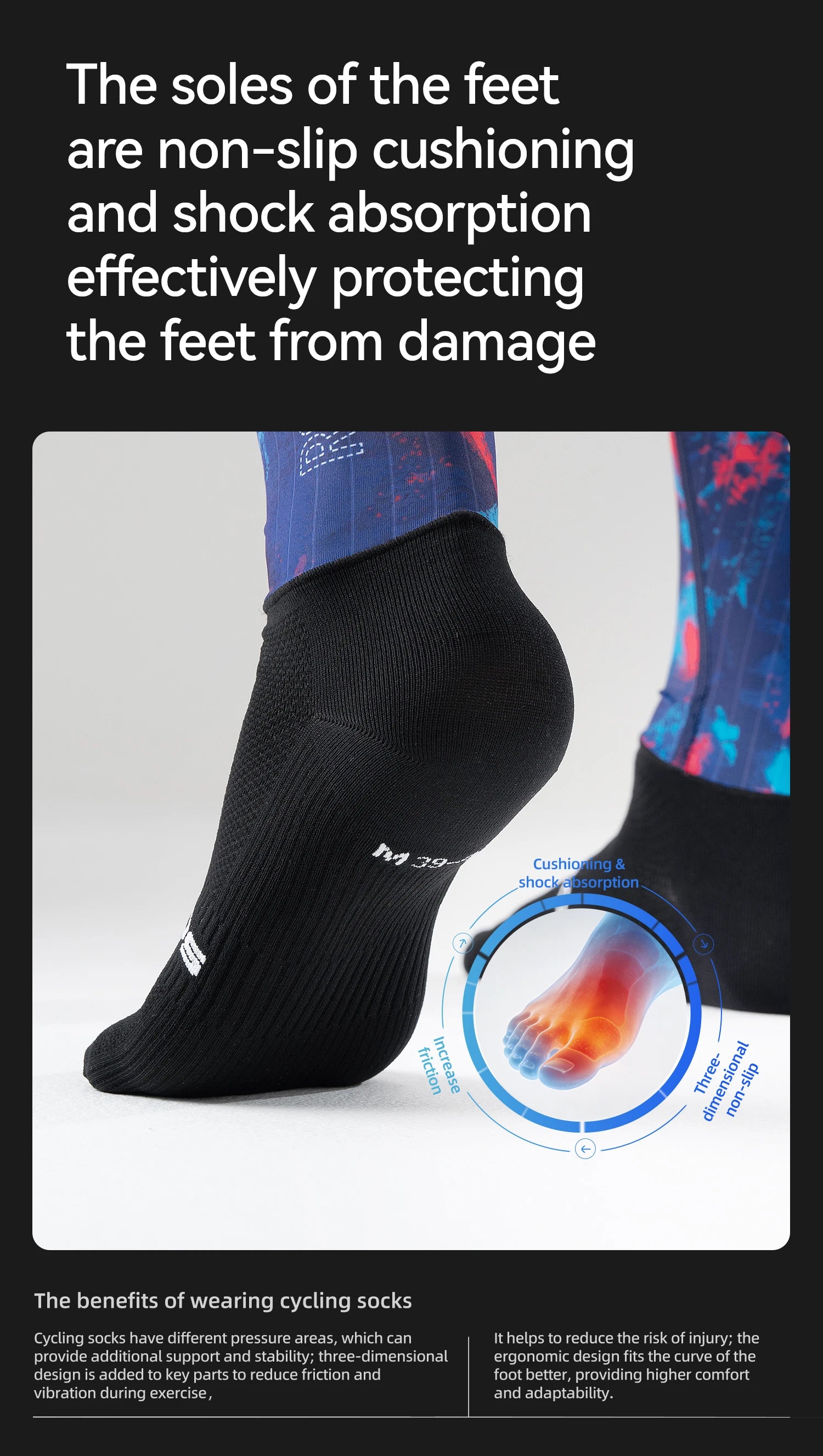 Compression Cycling Socks Knee-High Non-Slip Sports Performance Socks