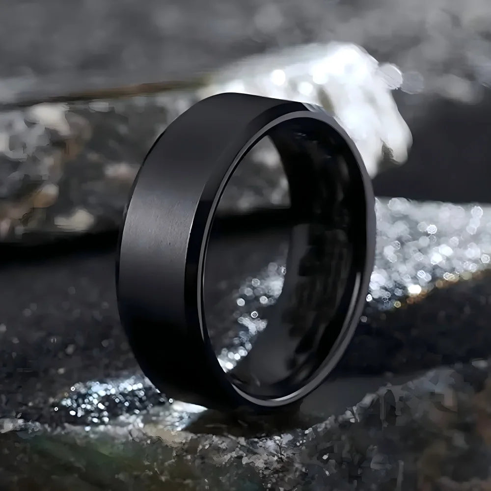 Stainless Steel Black Matte Ring for Men and Women