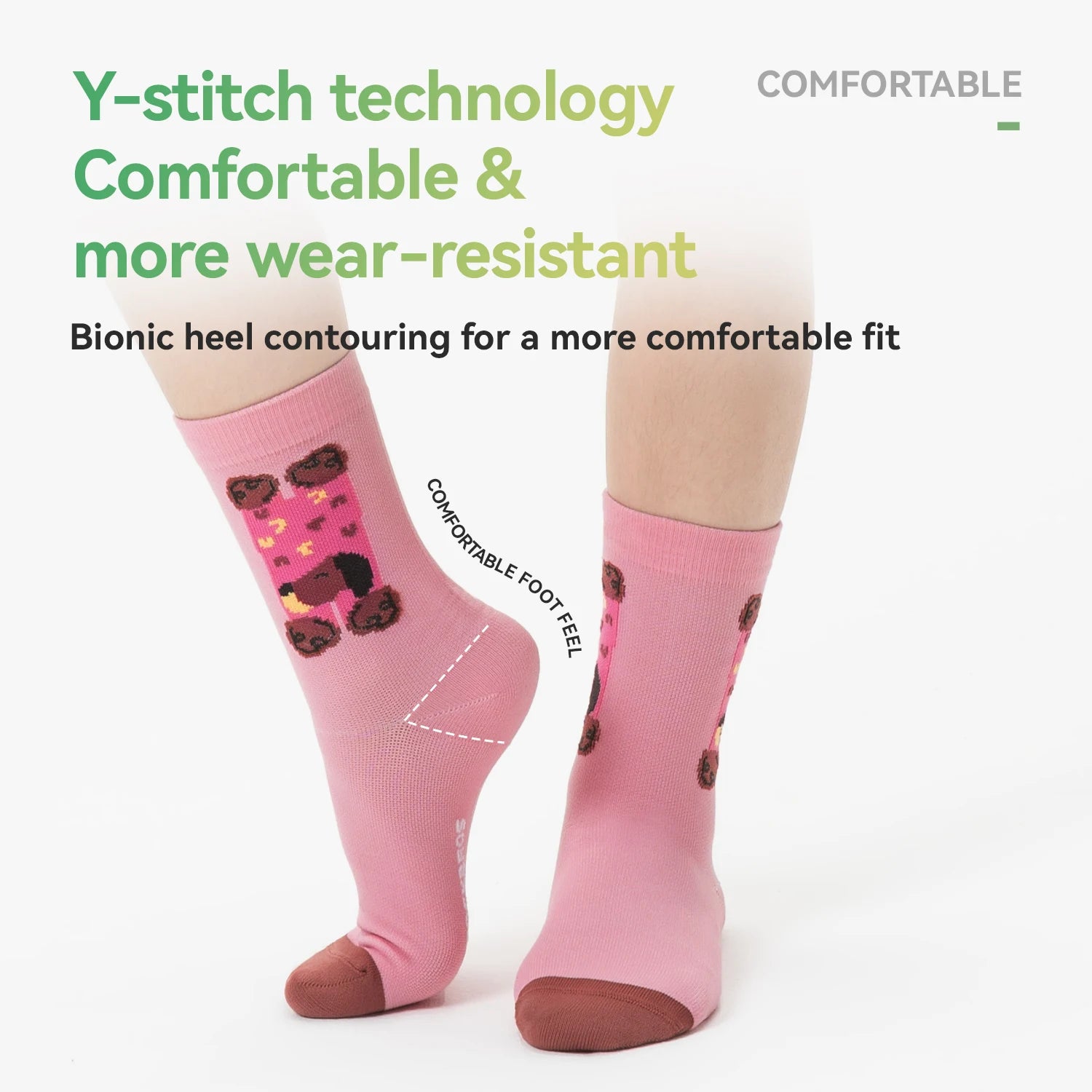 Breathable Compression Cycling Socks with Non-Slip Grip (2 Pairs)