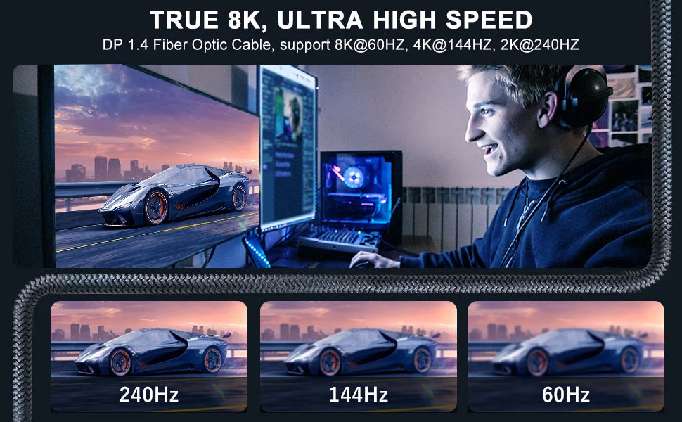 Braided DisplayPort 1.4 Cable - Length Options