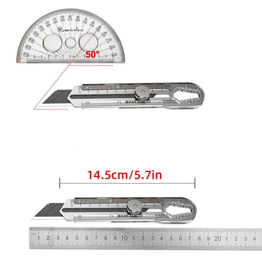Utility Knife Box Cutter 8 In 1 Mutipurpose Stainless Steel Retractable Heavy Duty Waterproof Snap off Cutter Knife And Blades 