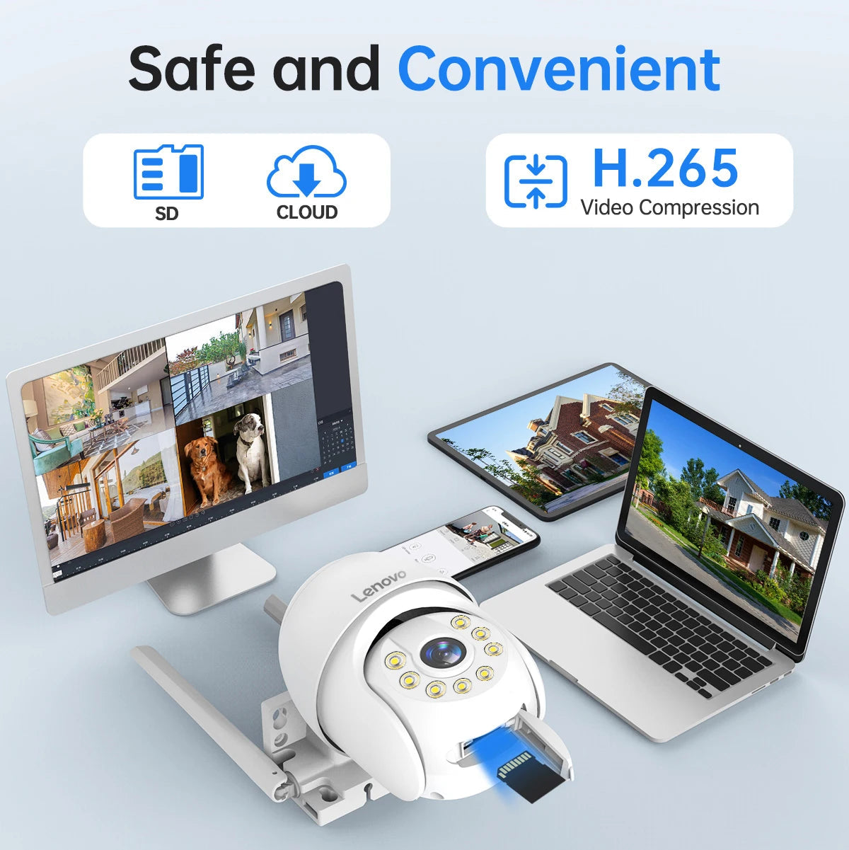 Lenovo 5MP Smart Wifi PTZ Camera Outdoor 5x Digital Zoom Auto Tracking ONVIF CCTV IP Camera Security Video Surveillance Camera 